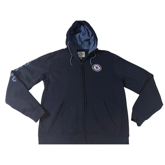 Chelsea Football Club Official Navy Full Zip Hoodie XXL With Logo Cozy Soft Warm - Picture 1 of 8